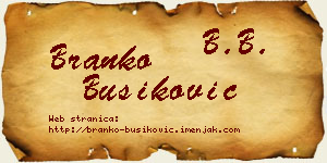 Branko Bušiković vizit kartica
